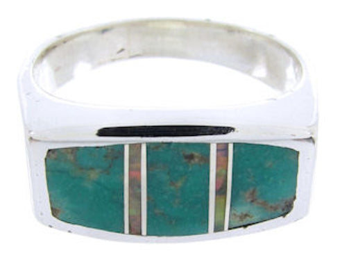 Southwestern Turquoise Opal Sterling Silver Ring Size 6-3/4 IS68075